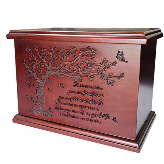 Luxurious Maple Solid Wood Cremation Urns American Style Caskets for Human Ashes 