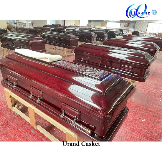 Solid Poplar Cherry Color Soft Interior High Gloss Casket 