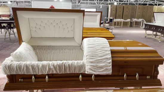 Oak Veneer High Gloss Velvet Hot Sale Casket and Coffin 