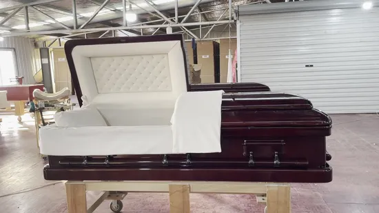 High Quality Mahogany Painting Color Solid Wood Casket 