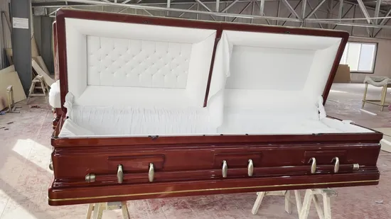 Golden Trim Cheap Burial Wooden Casket Casket and Coffin 