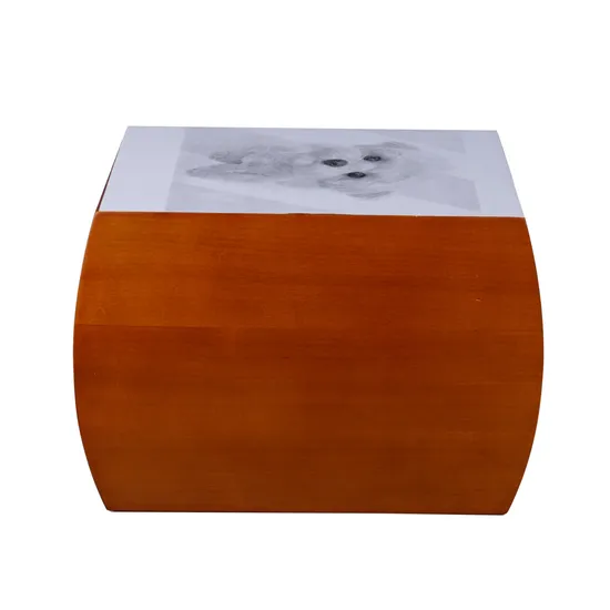 Factory Wholesale Custom Maple Simple Style Pet Ashes Coffin Material Large Size Wooden Cremation Urn with Photos 