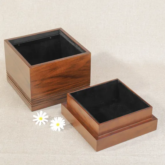 Wholesale Walnut Wood Pet Urn Customized Pet Cat and Dog Commemorative Urn Box Lead Pet Caskets for Sale 