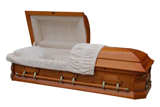 Luxury Solid Oak with Praying Hands Funeral Wooden Casket 